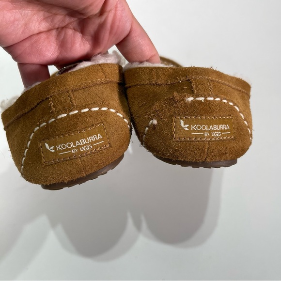 Koolaburra By Ugg Suede Moccasin Slippers Women 6 Chestnut Faux Shearling - Picture 3 of 6